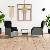 Thumbnail for 3-tlg. Garten-Lounge-Set mit Auflagen Poly Rattan Hellgrau