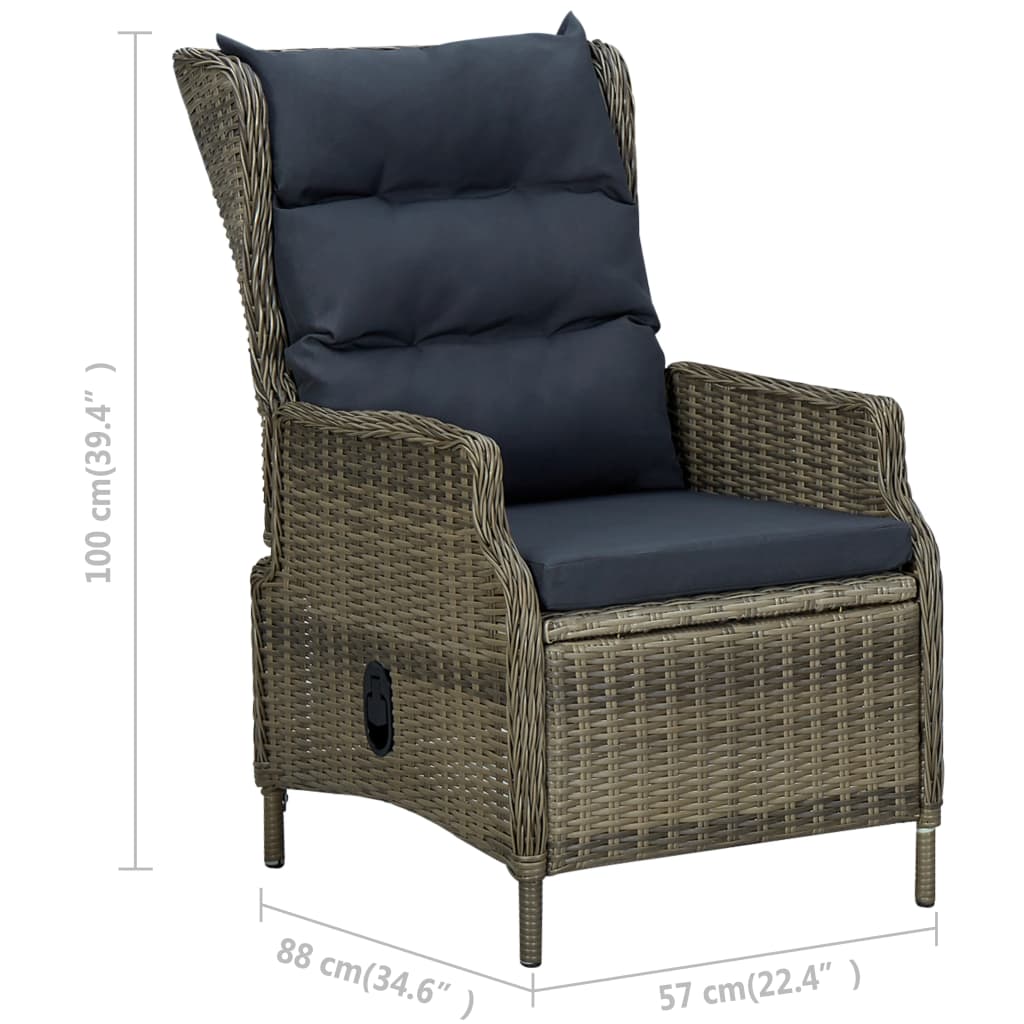3-tlg. Garten-Lounge-Set mit Auflagen Poly Rattan Braun