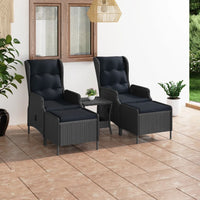 Thumbnail for 3-tlg. Garten-Lounge-Set mit Auflagen Poly Rattan Dunkelgrau