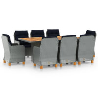 Thumbnail for 9-tlg. Garten-Essgruppe mit Auflagen Poly Rattan Hellgrau