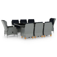 Thumbnail for 9-tlg. Garten-Essgruppe mit Auflagen Poly Rattan Hellgrau