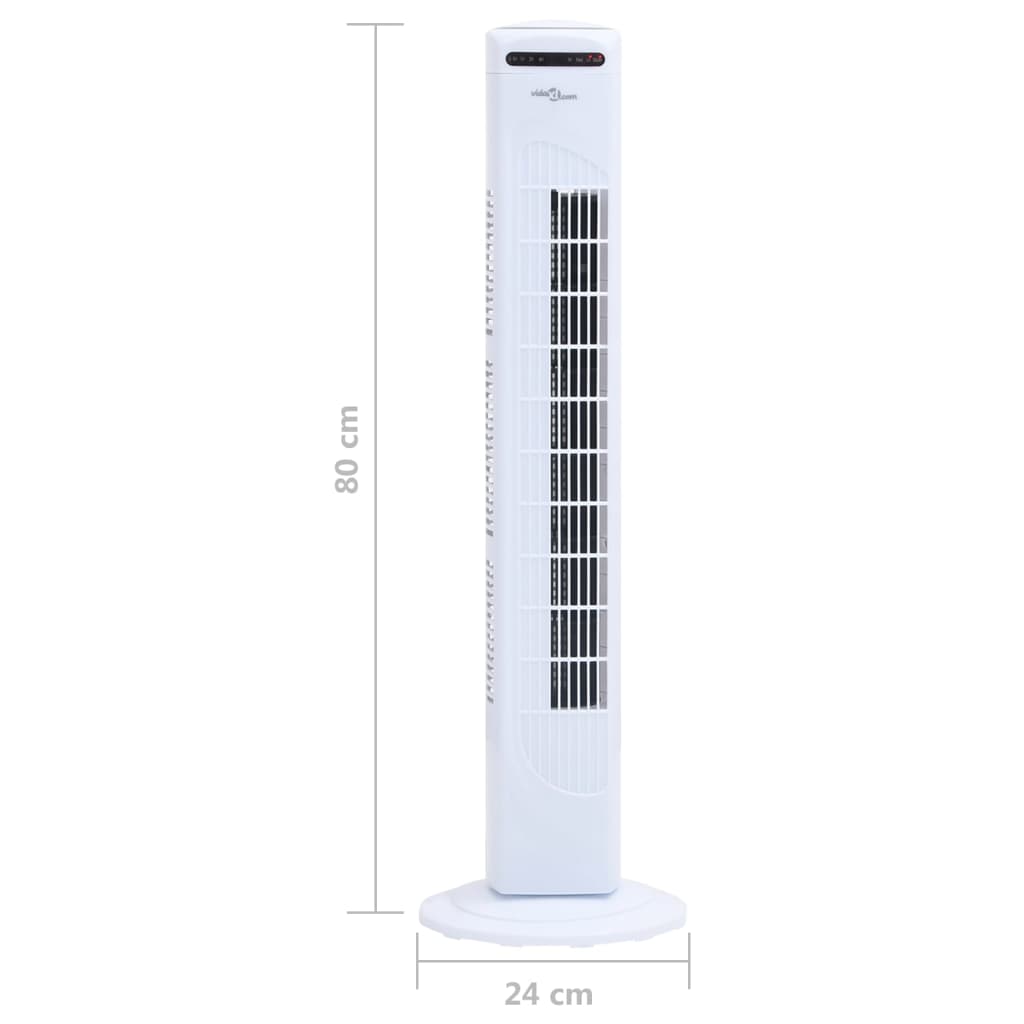 Turmventilator mit Fernbedienung und Timer Φ24x80 cm Weiß