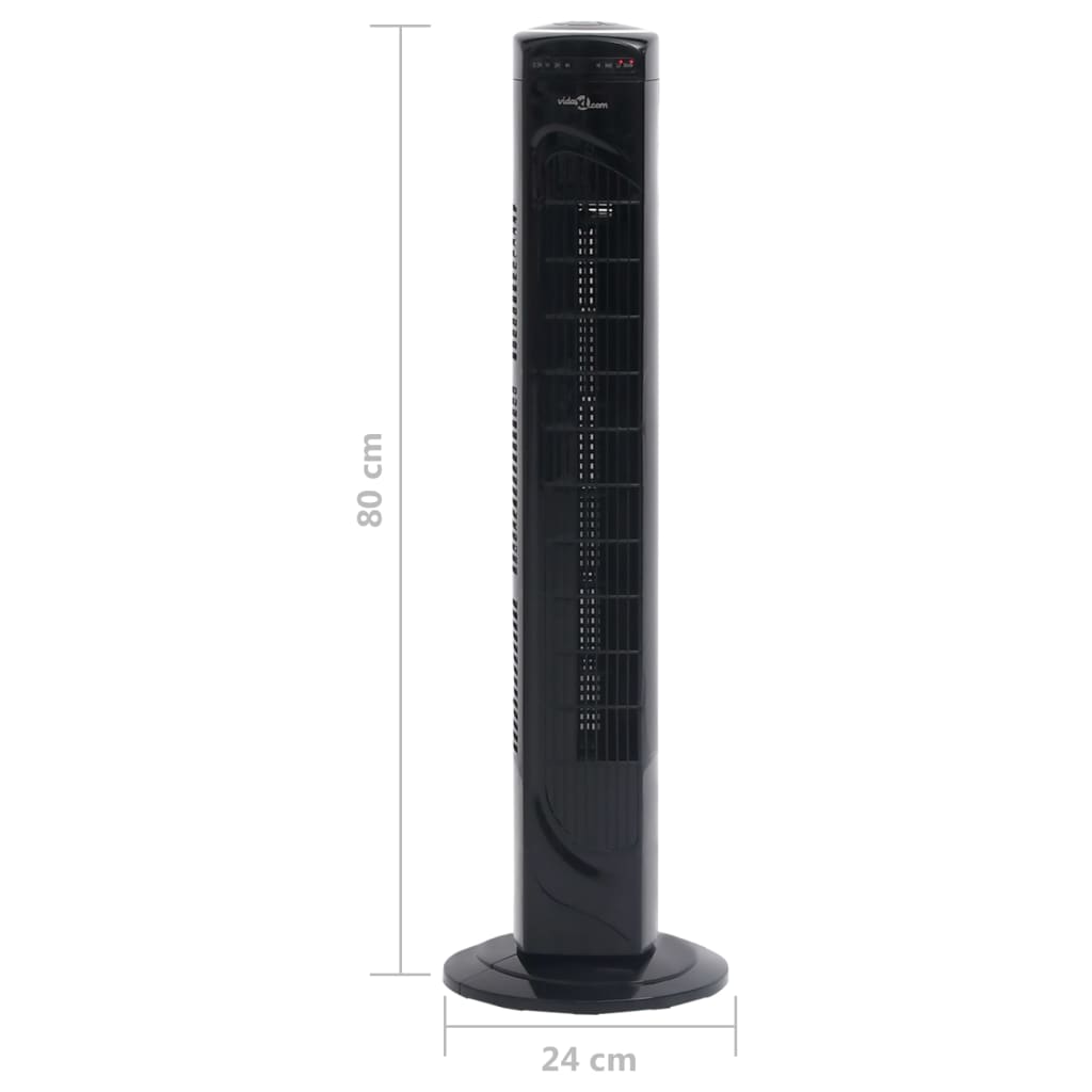 Turmventilator mit Fernbedienung und Timer Φ24x80 cm Schwarz