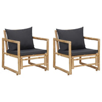 Thumbnail for Gartenstühle mit Kissen 2 Stk. Bambus