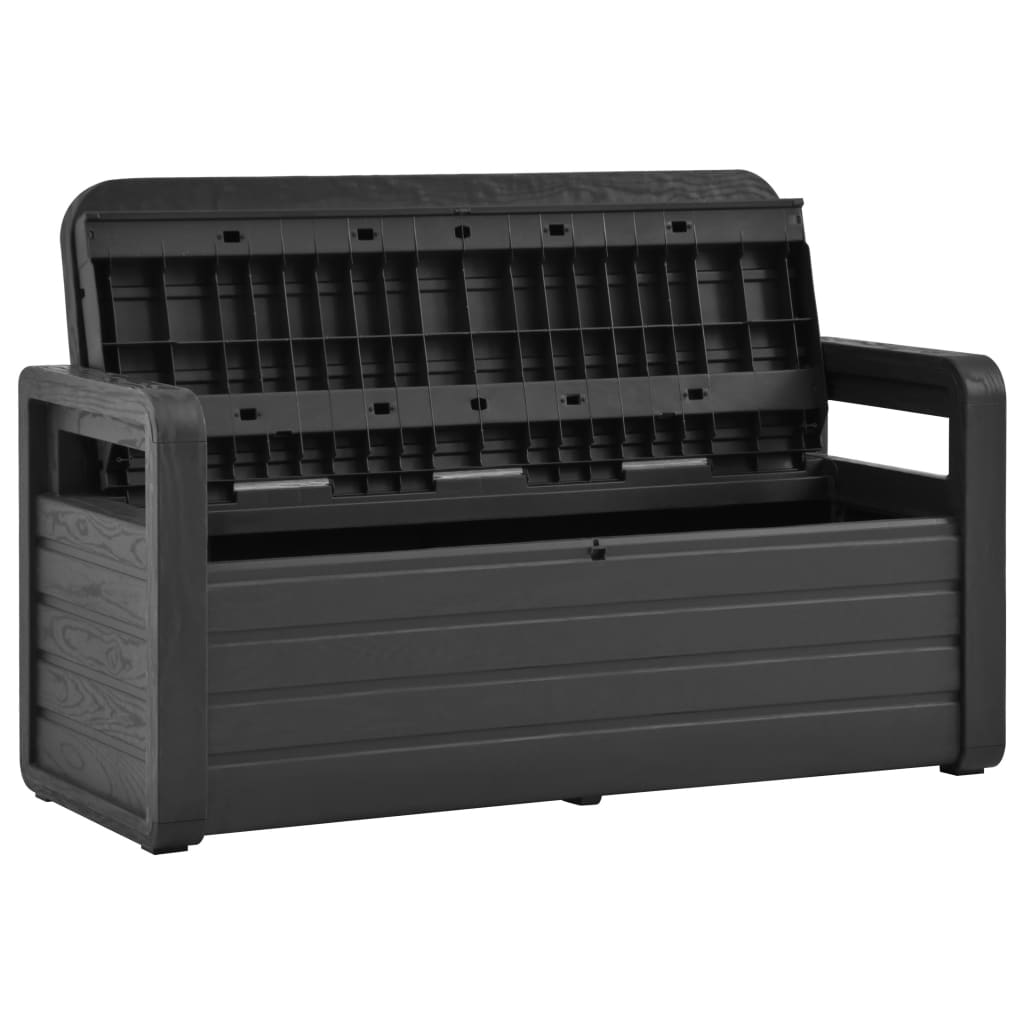 Gartenbank mit Stauraum 132,5 cm Kunststoff Anthrazit