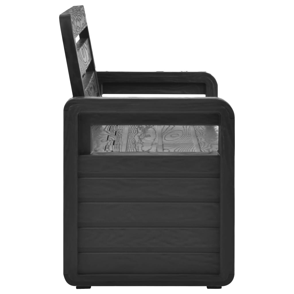 Gartenbank mit Stauraum 132,5 cm Kunststoff Anthrazit