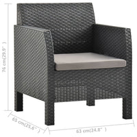Thumbnail for 2-tlg. Garten-Lounge-Set mit Auflage PP Rattan Anthrazit