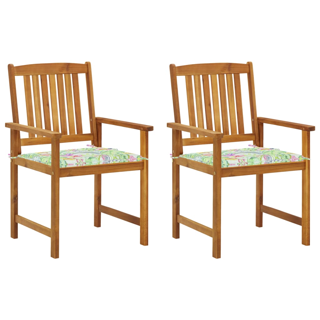 Gartenstühle mit Kissen 2 Stk. Massivholz Akazie