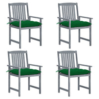 Thumbnail for Gartenstühle mit Kissen 4 Stk. Grau Massivholz Akazie