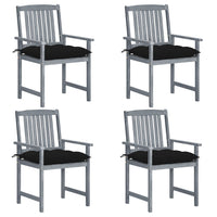 Thumbnail for Gartenstühle mit Kissen 4 Stk. Grau Massivholz Akazie