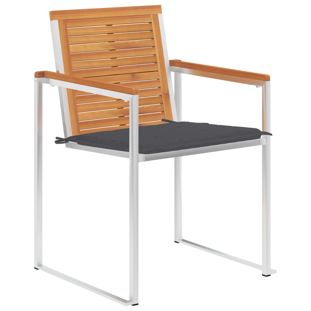 Gartenstühle mit Kissen 2 Stk. Massivholz Akazie und Stahl