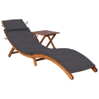 Thumbnail for Sonnenliege mit Tisch und Auflage Massivholz Akazie