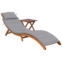 Thumbnail for Sonnenliege mit Tisch und Auflage Massivholz Akazie