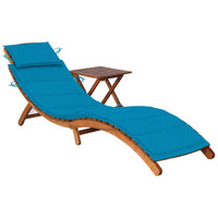 Thumbnail for Sonnenliege mit Tisch und Auflage Massivholz Akazie