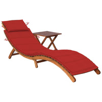 Thumbnail for Sonnenliege mit Tisch und Auflage Massivholz Akazie