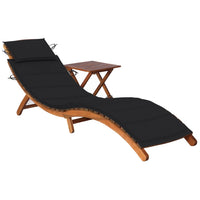 Thumbnail for Sonnenliege mit Tisch und Auflage Massivholz Akazie