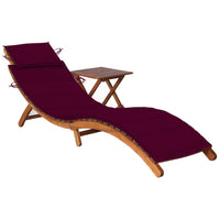 Thumbnail for Sonnenliege mit Tisch und Auflage Massivholz Akazie