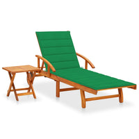 Thumbnail for Sonnenliege mit Tisch und Auflage Akazie Massivholz