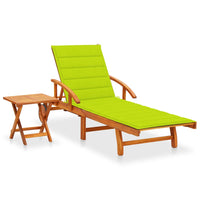 Thumbnail for Sonnenliege mit Tisch und Auflage Akazie Massivholz