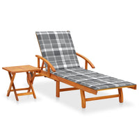 Thumbnail for Sonnenliege mit Tisch und Auflage Akazie Massivholz