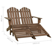Thumbnail for 2-Sitzer Adirondack-Gartenbank mit Fußstütze Tannenholz Braun