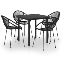 Thumbnail for 5-tlg. Garten-Essgruppe PVC Rattan Schwarz