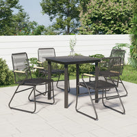 Thumbnail for 5-tlg. Garten-Essgruppe Schwarz PVC Rattan