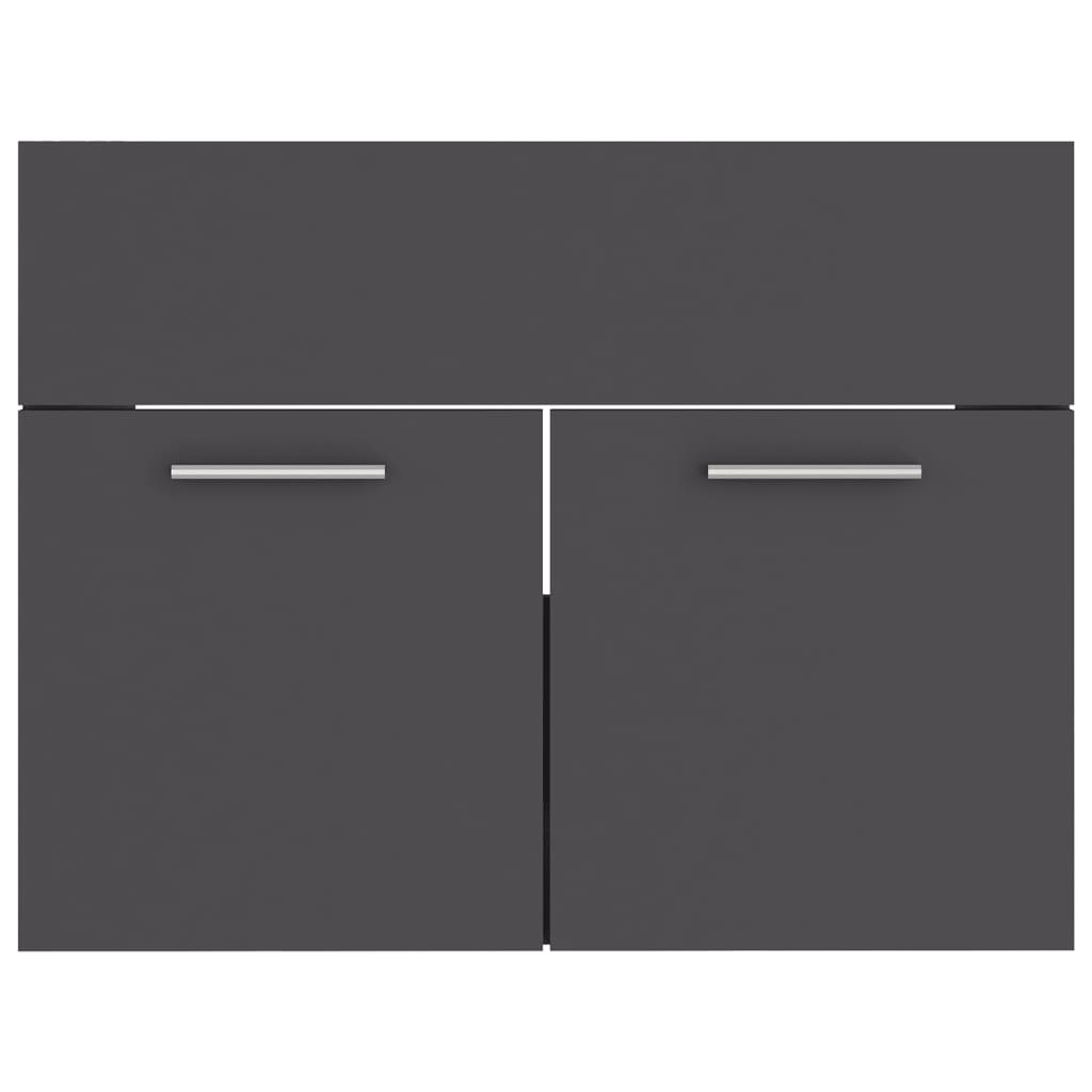 2-tlg. Badmöbel-Set Grau Holzwerkstoff