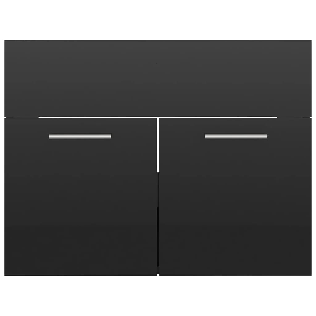 2-tlg. Badmöbel-Set Hochglanz-Schwarz Spanplatte