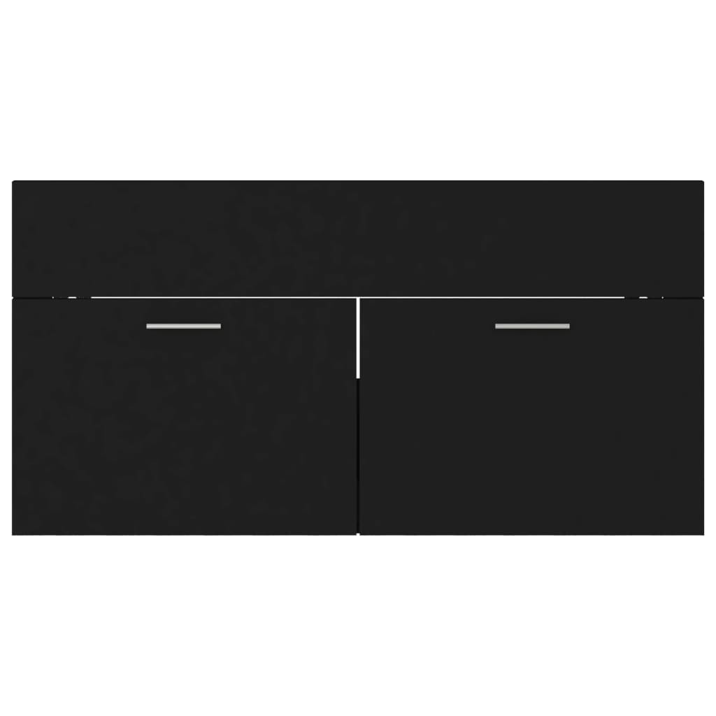 2-tlg. Badmöbel-Set Schwarz Holzwerkstoff