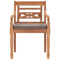 Thumbnail for Batavia-Stühle 2 Stk. mit Dunkelgrauen Kissen Massivholz Teak