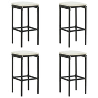 Thumbnail for 5-tlg. Gartenbar-Set mit Kissen Poly Rattan Schwarz