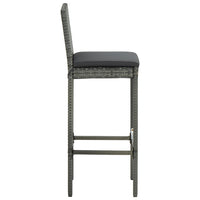 Thumbnail for 3-tlg. Gartenbar-Set mit Kissen Poly Rattan Grau