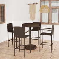 Thumbnail for 5-tlg. Gartenbar-Set Poly Rattan Braun
