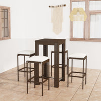 Thumbnail for 5-tlg. Gartenbar-Set mit Kissen Poly Rattan Braun