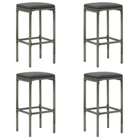 Thumbnail for 5-tlg. Gartenbar-Set mit Kissen Poly Rattan Grau