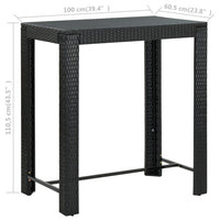 Thumbnail for 7-tlg. Gartenbar-Set mit Kissen Poly Rattan Schwarz
