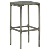 Thumbnail for 7-tlg. Gartenbar-Set mit Kissen Poly Rattan Grau