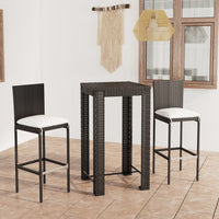 Thumbnail for 3-tlg. Gartenbar-Set mit Kissen Poly Rattan Schwarz