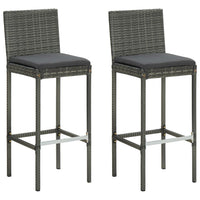 Thumbnail for 3-tlg. Gartenbar-Set mit Kissen Poly Rattan Grau