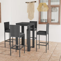 Thumbnail for 5-tlg. Gartenbar-Set mit Kissen Poly Rattan Grau