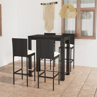 Thumbnail for 5-tlg. Gartenbar-Set mit Kissen Poly Rattan Schwarz