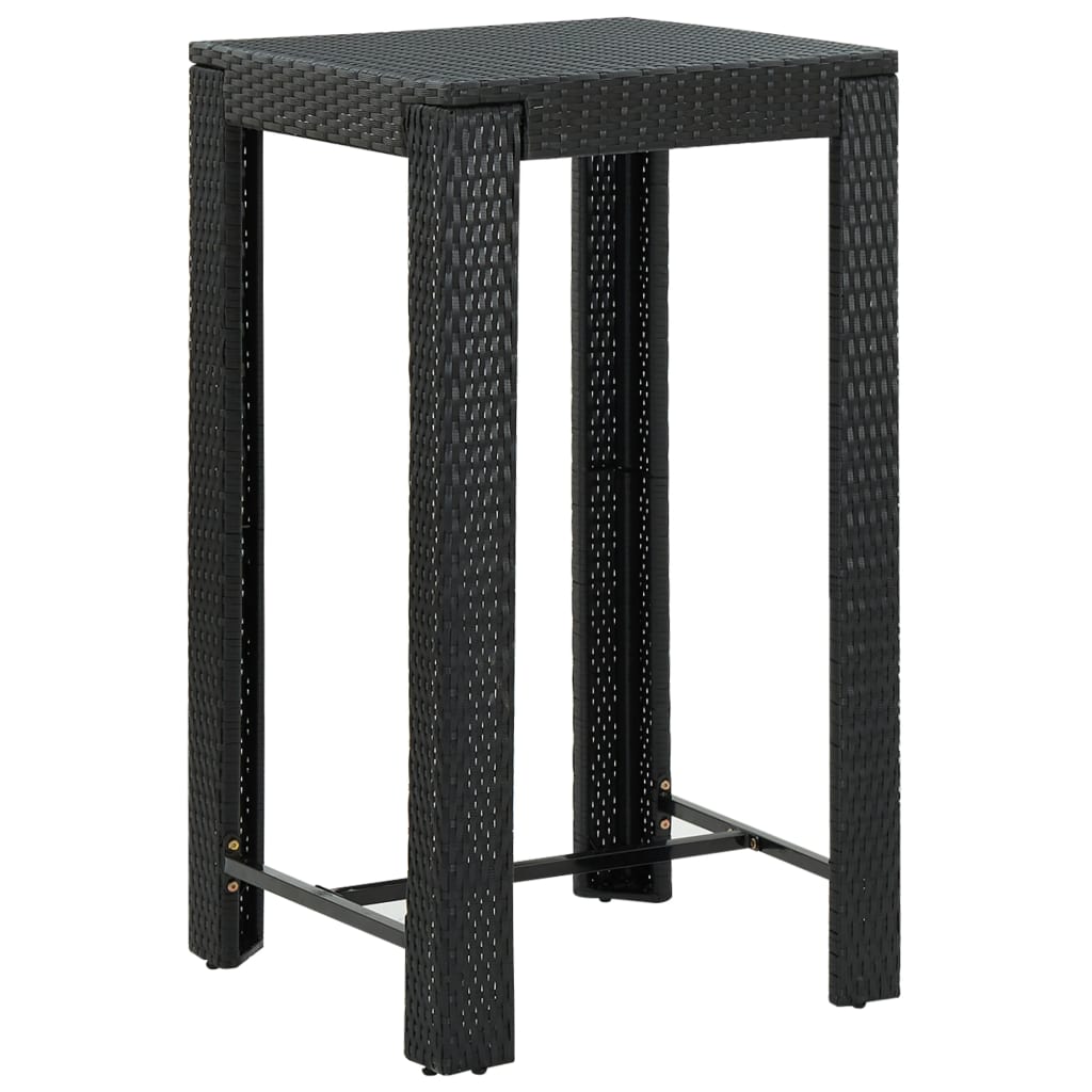 3-tlg. Garten-Bar-Set mit Armlehnen Poly Rattan Schwarz