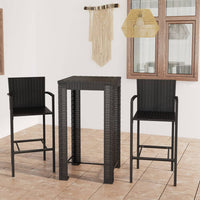 Thumbnail for 3-tlg. Garten-Bar-Set mit Armlehnen Poly Rattan Schwarz
