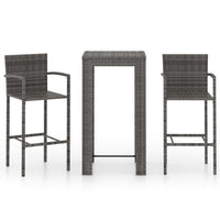 Thumbnail for 3-tlg. Garten-Bar-Set mit Armlehnen Poly Rattan Grau