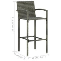 Thumbnail for 3-tlg. Garten-Bar-Set mit Armlehnen Poly Rattan Grau