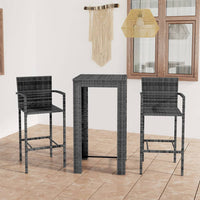 Thumbnail for 3-tlg. Garten-Bar-Set mit Armlehnen Poly Rattan Grau