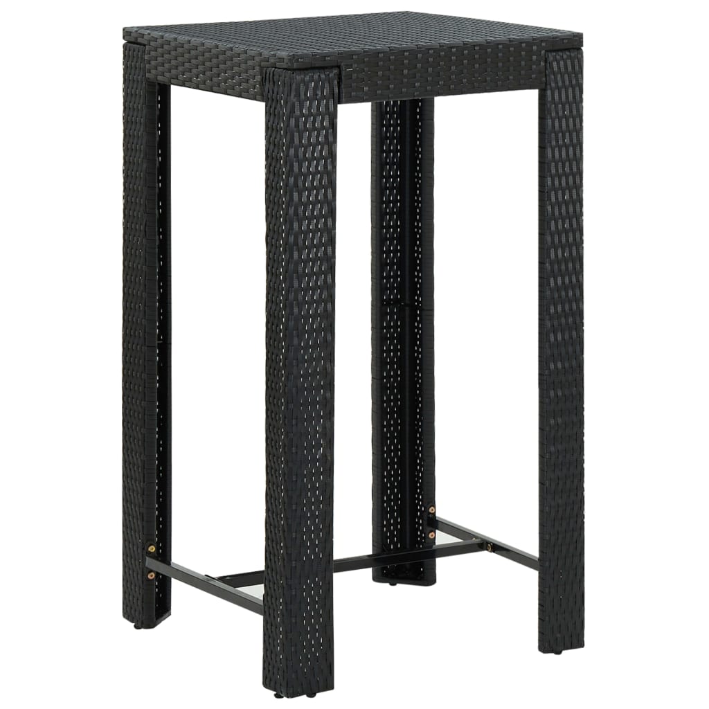 5-tlg. Garten-Bar-Set mit Armlehnen Poly Rattan Schwarz