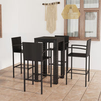 Thumbnail for 5-tlg. Garten-Bar-Set mit Armlehnen Poly Rattan Schwarz