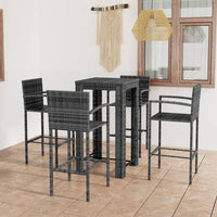 Thumbnail for 5-tlg. Garten-Bar-Set mit Armlehnen Poly Rattan Grau